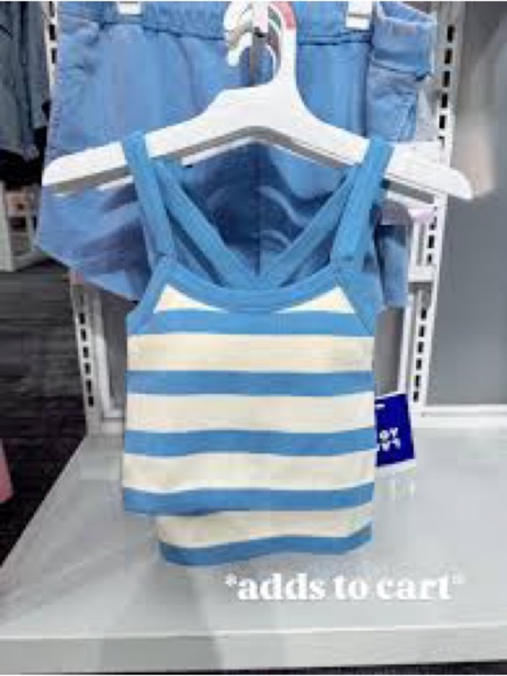JoyLab Women's Seamless Cropped Support Tank Top, S - Periwinkle Stripe XXS NWT - Picture 4 of 7